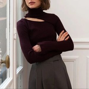 Pixie Market Burgundy Ring Cutout Top